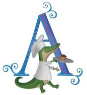 Picture 2d Illustration Children Book Chef Alligator Cartoon
