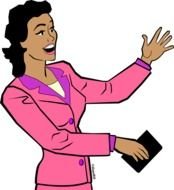 African american woman in pink suit