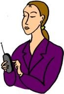 Woman with phone drawing
