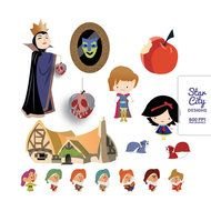 small drawings from a fairy tale about snow white
