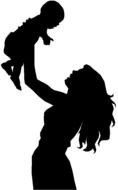 silhouette of a mother with baby