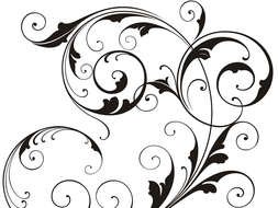 Beautiful black paisley Swirl Designs clipart