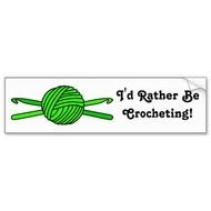 Lime Green Ball Of Yarn &amp; Crochet Hooks Bumper Sticker