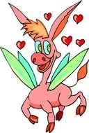 Colorful flying donkey clipart