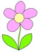 pink flower with green leaves as a graphic image