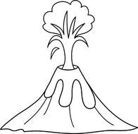 Volcano as a Black White Drawing