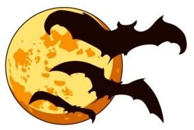 Cartoon bats near the Moon clipart