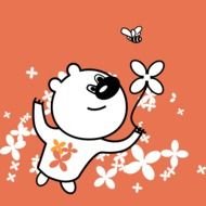 Valentine Bee and bear with the flower clipart