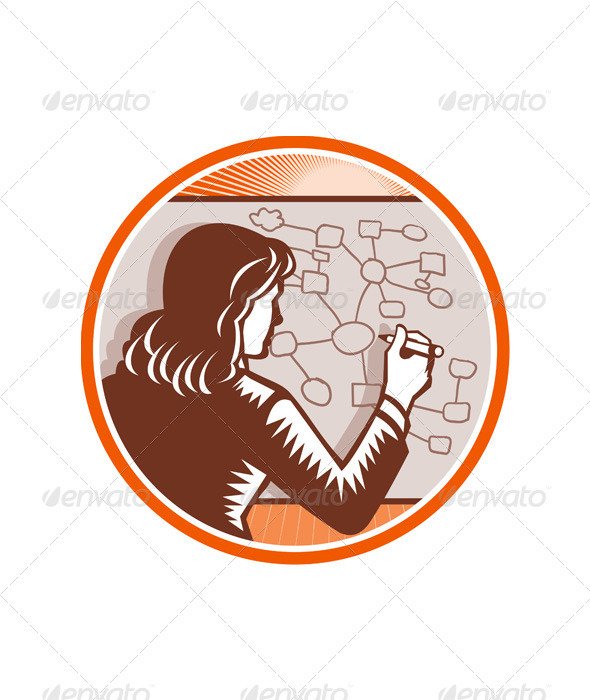 Teacher Businesswoman Writing Mind Mapping Complex 5440408