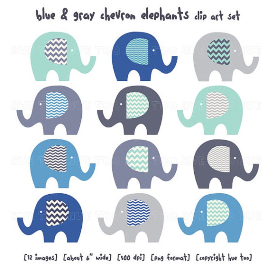 Elefanten Clip Art Chevron Elefant Clipart Grau Blau Aqua T&252rkis