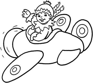 Coloring Of A Little Boy Playing With Pictures Aeroplanes For