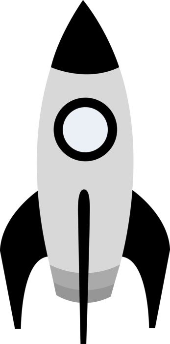 black and white rocket on a white background