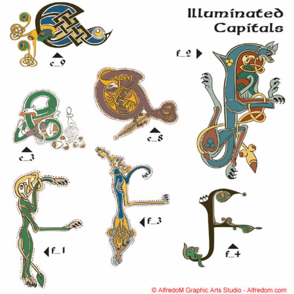 Celtic Manuscripts The Book Of Kells Initials Lettering And