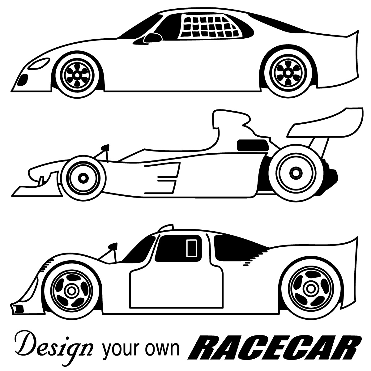 Three Race Car Drawing Free Image Download