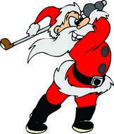 clipart of the santa is playing golf