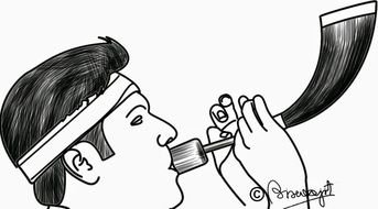 drawing of a man with a musical instrument