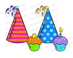 Birthday Candles Balloon Party Hat Happy Cake