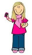 clipart of the blond girl is holding a phone
