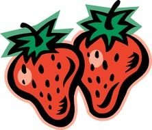 two strawberries drawn on a computer