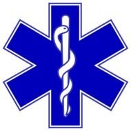 sign with a blue cross and a snake