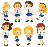 painted girls in school uniform