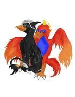 clipart of cartoon red and black griffins