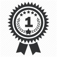 Emblem First Insignia Label Ribbon Star Trophy Win Winner Icon