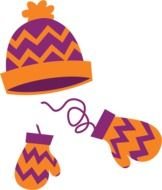 hat and mittens on a white background
