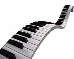 endless winding piano keys, render
