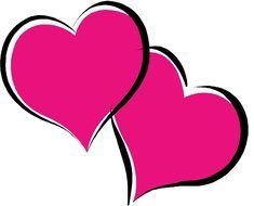 two nice pink hearts drawing