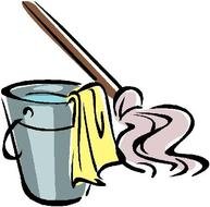 painted bucket and mop