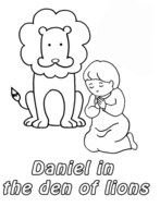 Daniel Prostrated In Front Of God And The Lions Den Coloring