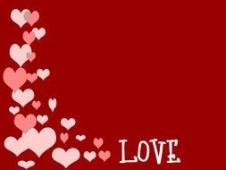 pink hearts on a red background