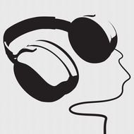 drawn black headphones on a gray background
