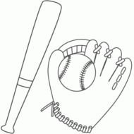 baseball glove and bat drawing