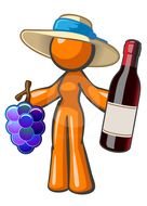 clipart of the stickerman is holding a wine and grapes