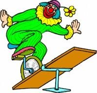 drawing of colorful clown on the wheel