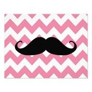 Moustache Noire Dr&amp;244le Et Motif Rose De Chevron Carton Dinvitation 10