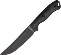 knife with a black handle on a white background