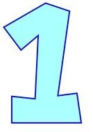 big blue number one on white background