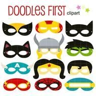 Wwwetsycom listing 194989624 superheroes Party Mask Digital Clip Art