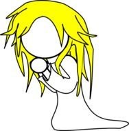 painted praying girl with yellow hair