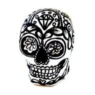 Ceramic Sugar Skull Black White Day Of The Dead Tattoo Dia De Los Mue