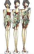 three girls models as a graphic image