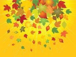 Clip art of the lots of the fall leaves