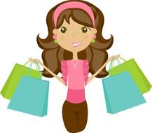 happy woman with christmas shopping as picture for clipart