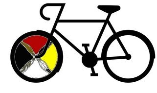 vintage bicycle with colorful front wheel