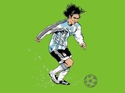 drawn soccer player on a green field