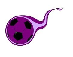 Flaming purple soccer ball as a graphic image