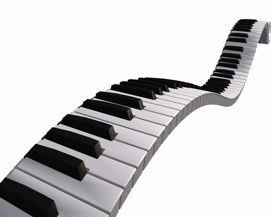 endless winding piano keys, render